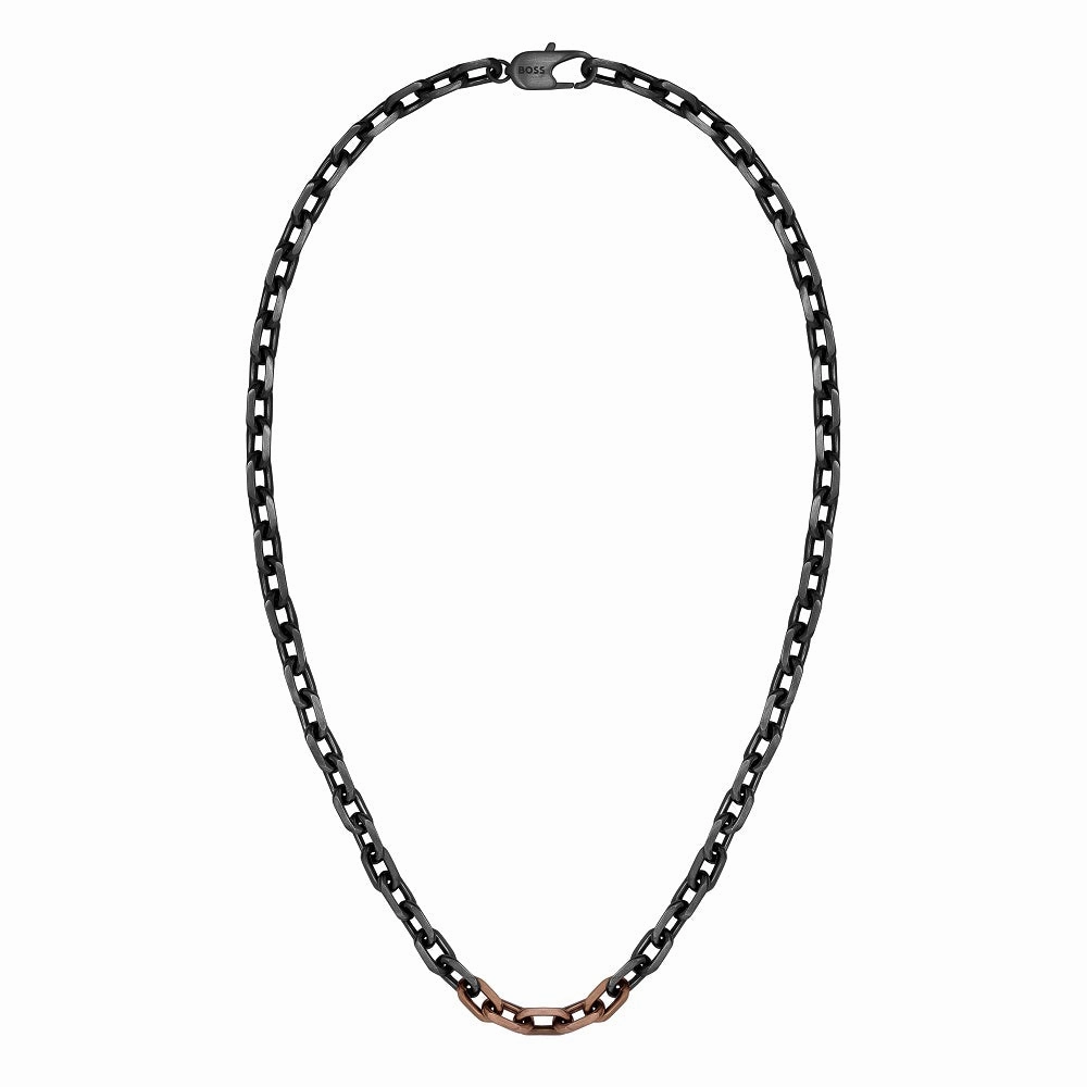 Boss Jewellery Rose and Black Ion Plated Mens Chain 1580536