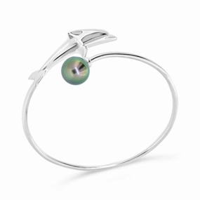 Bracelet dauphin en argent 925 et 1 perle de Tahiti