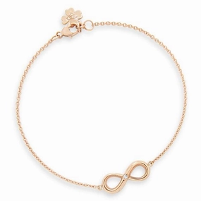 Bracelet Infinity en or rose serti d 'un diamant.