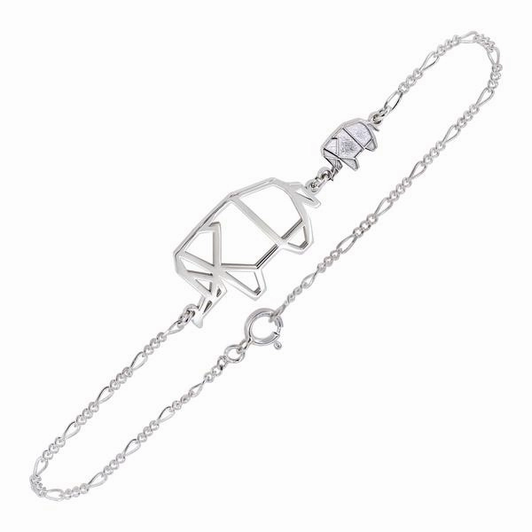 Bracelet lphants Origami en argent.