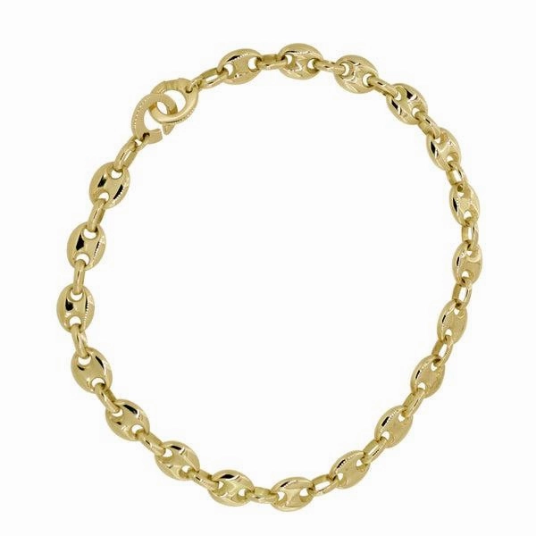 Bracelet maille grain de caf en or jaune 21 cm