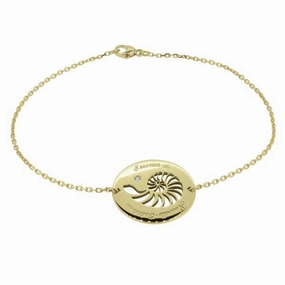 Bracelet pastille Nautile en or jaune serti d'un diamant.