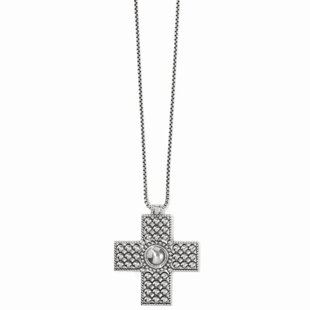 Brighton Pretty Tough Cross Necklace in Silver Tone