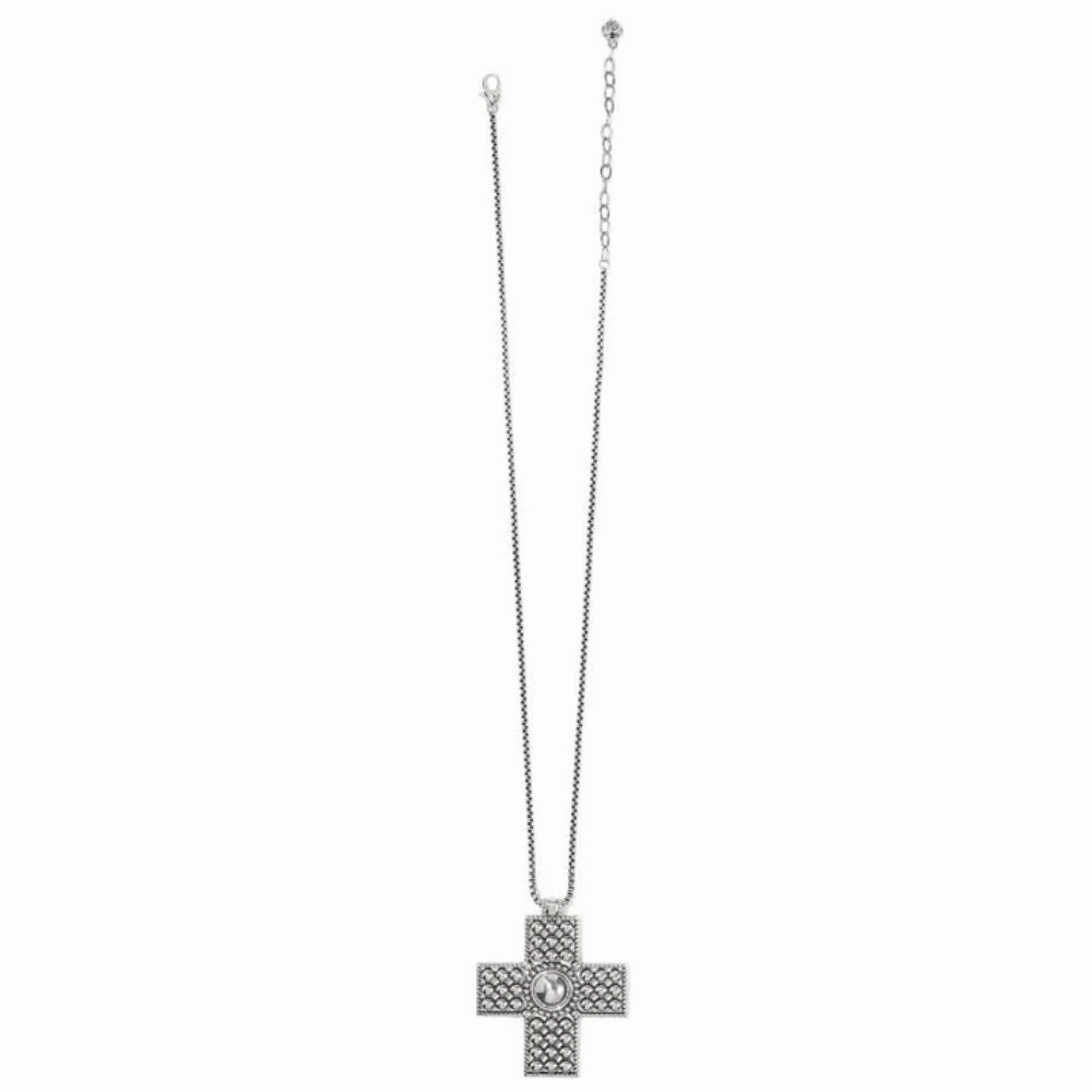 Brighton Pretty Tough Cross Necklace in Silver Tone