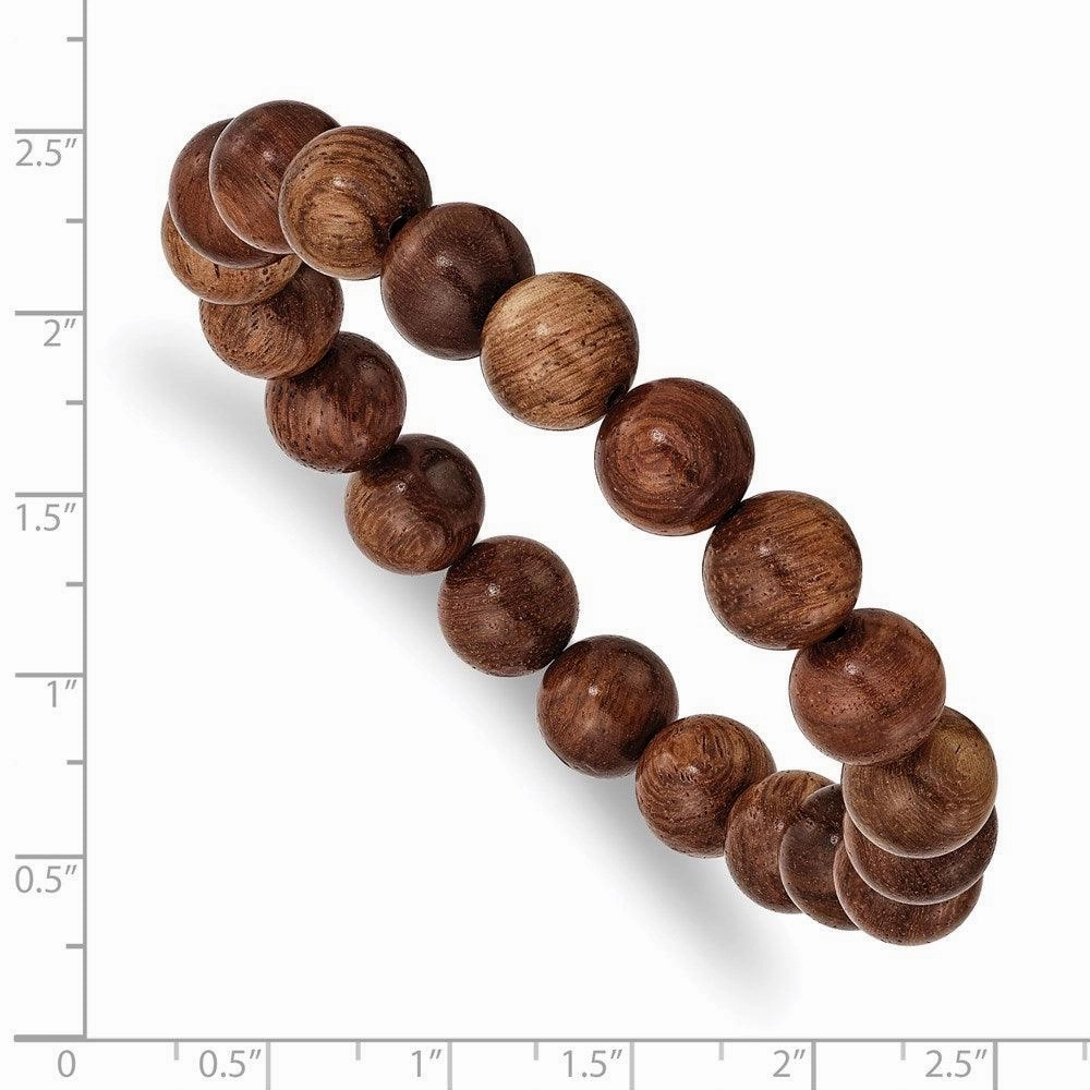 Burma Padauk Wood Beaded Stretch Bracelet