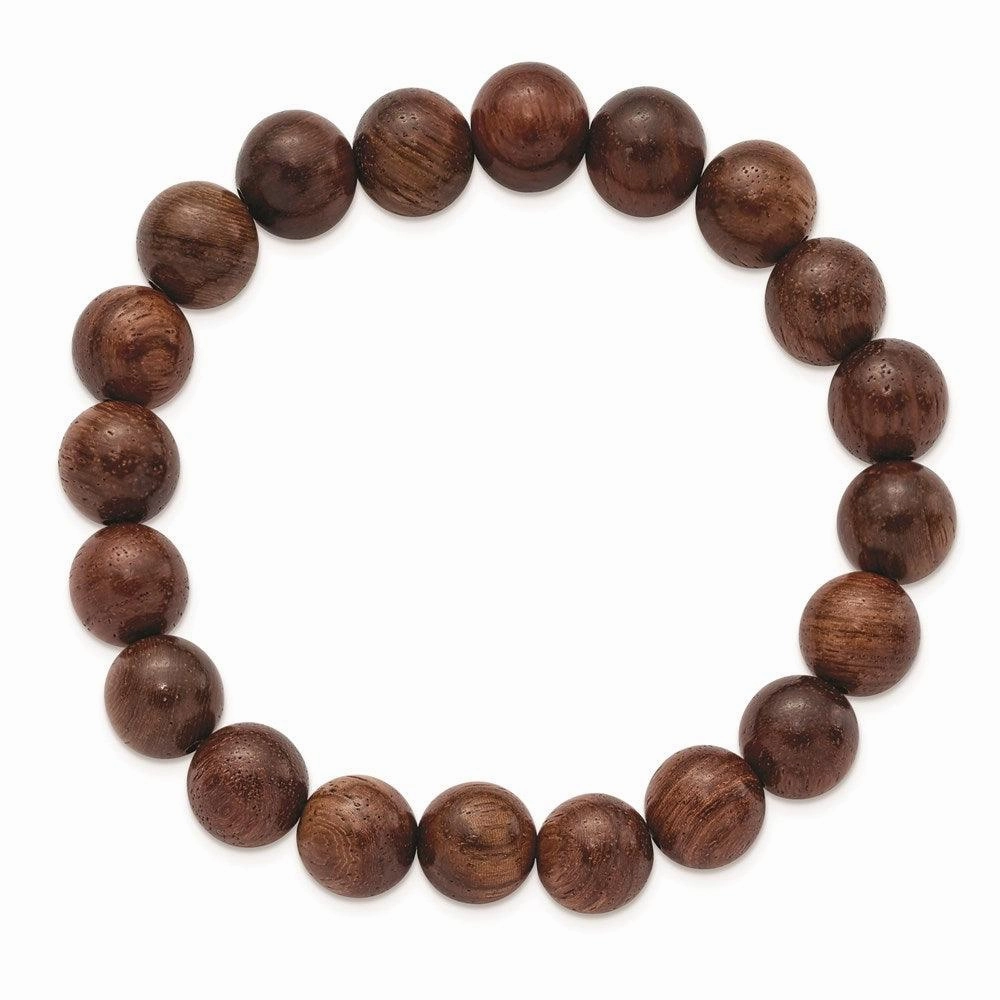 Burma Padauk Wood Beaded Stretch Bracelet