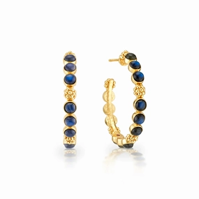 Capucine De Wulf Berry Gem Medium Hoop Earrings in Blue Labradorite