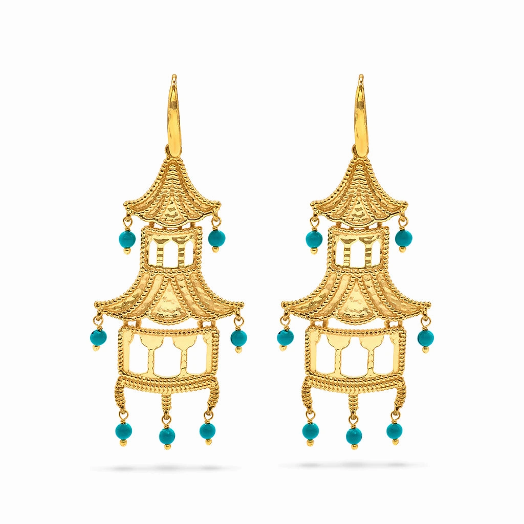 Capucine De Wulf Grand Pagoda  Turquoise Earrings