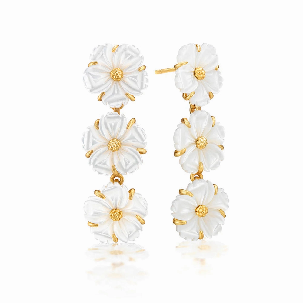 Capucine De Wulf Mermaid Garden Petite Linear Earrings - Mother of Pearl