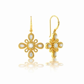 Capucine De Wulf Monique Gem Dangle Earrings in Mother of Pearl