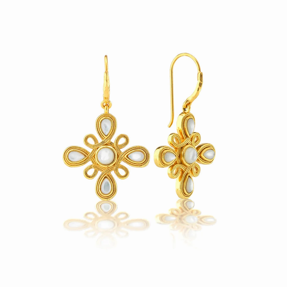 Capucine De Wulf Monique Gem Dangle Earrings in Mother of Pearl