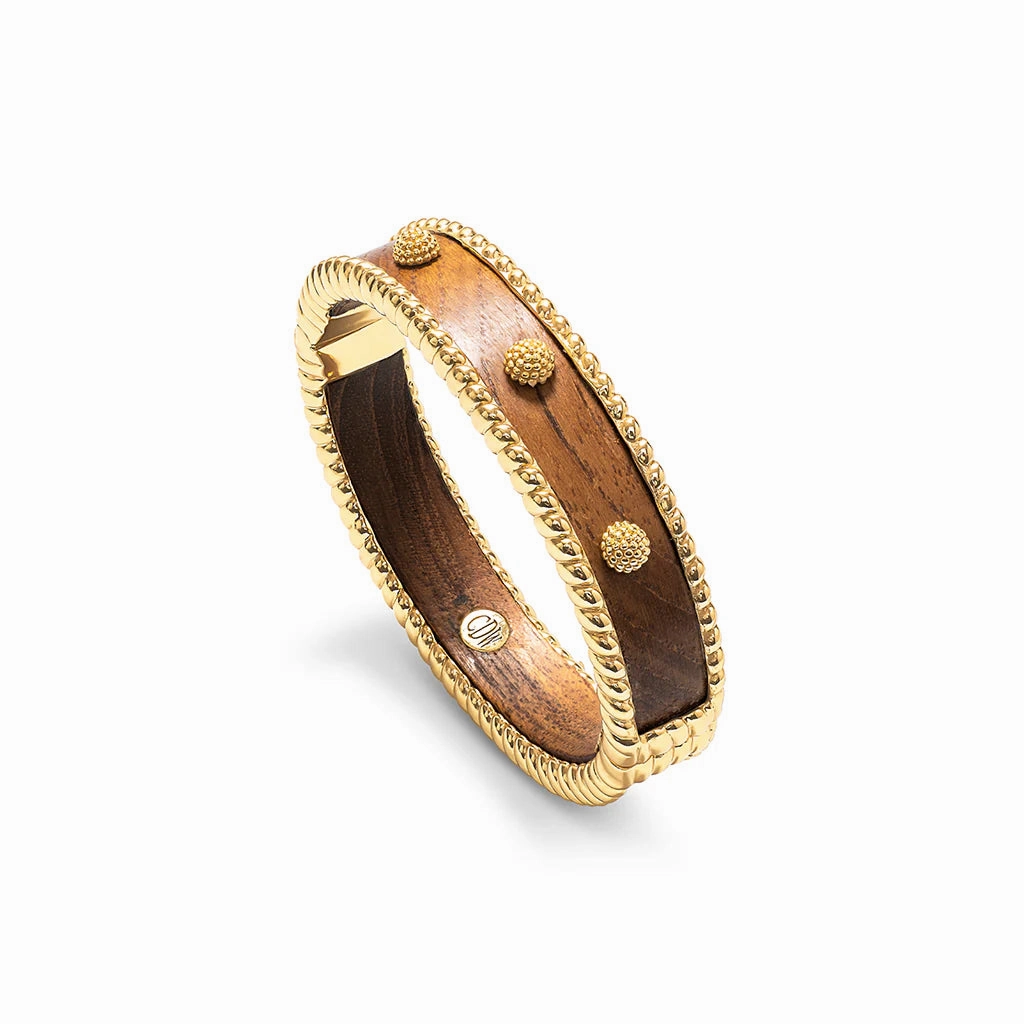 Capucine De Wulf Small Hinged Teak Berry Bangle