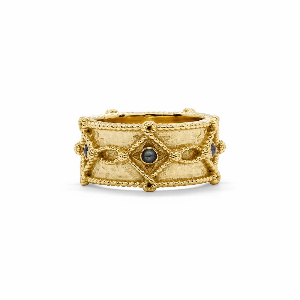 Capucine de Wulf Victoria Ring Band in Hammered Gold/Blue Labradorite