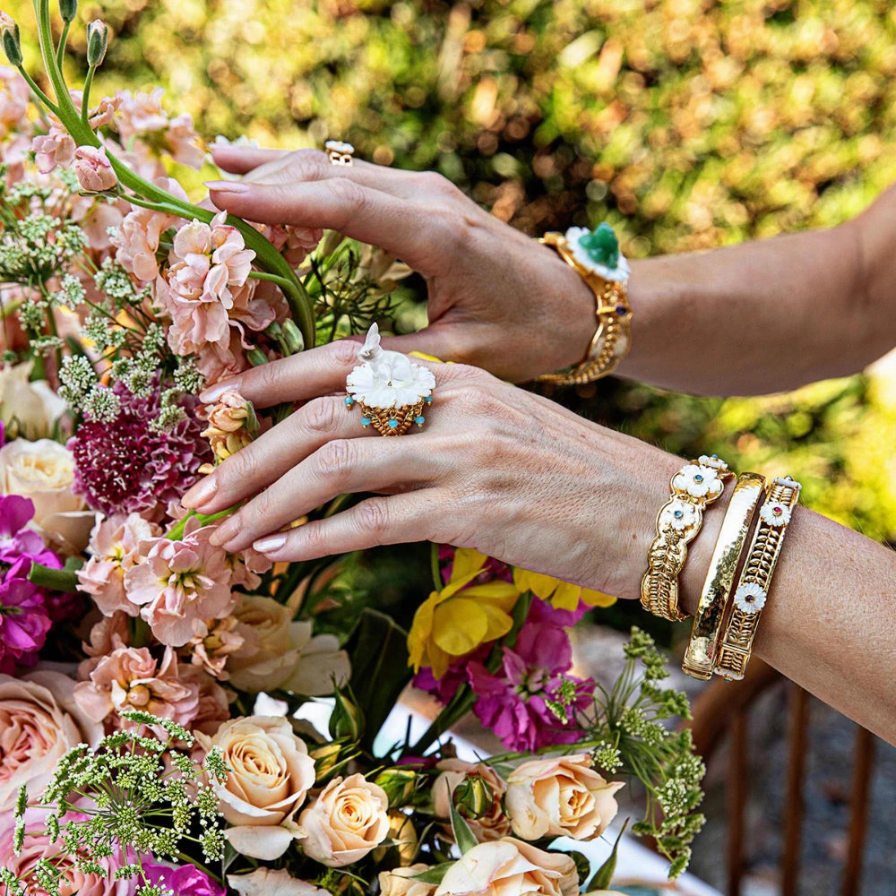 Capucine De Wulf Villandry Fleur Vine Hinged Bangle