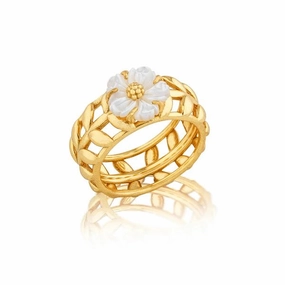 Capucine de Wulf Villandry Fleur Vine Ring  in Mother of Pearl - Size 8