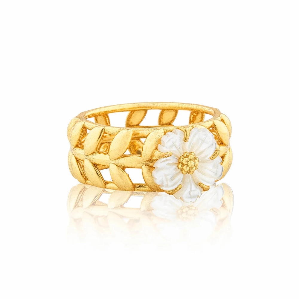 Capucine de Wulf Villandry Fleur Vine Ring  in Mother of Pearl - Size 8