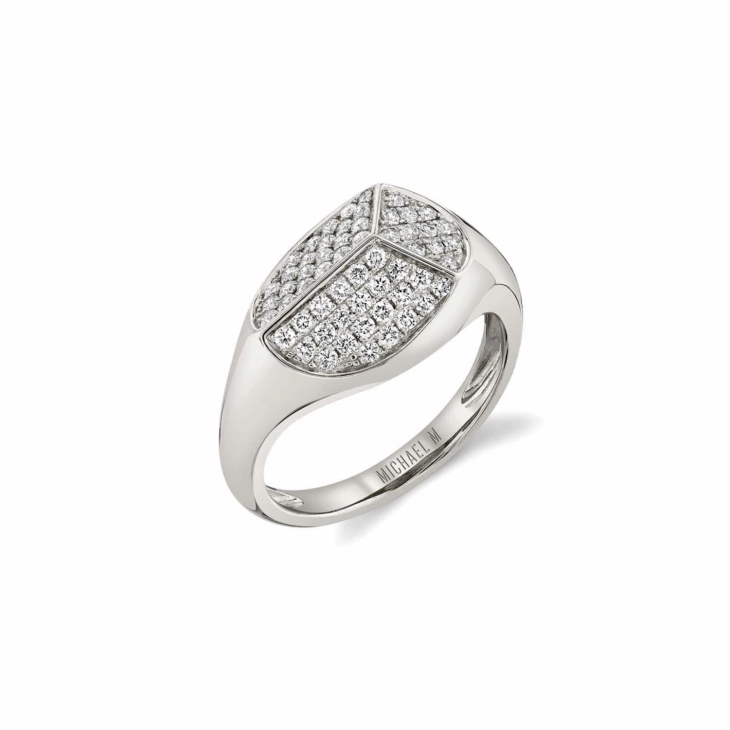 Carve Signet Ring with Pav F465