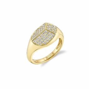 Carve Signet Ring with Pav F465