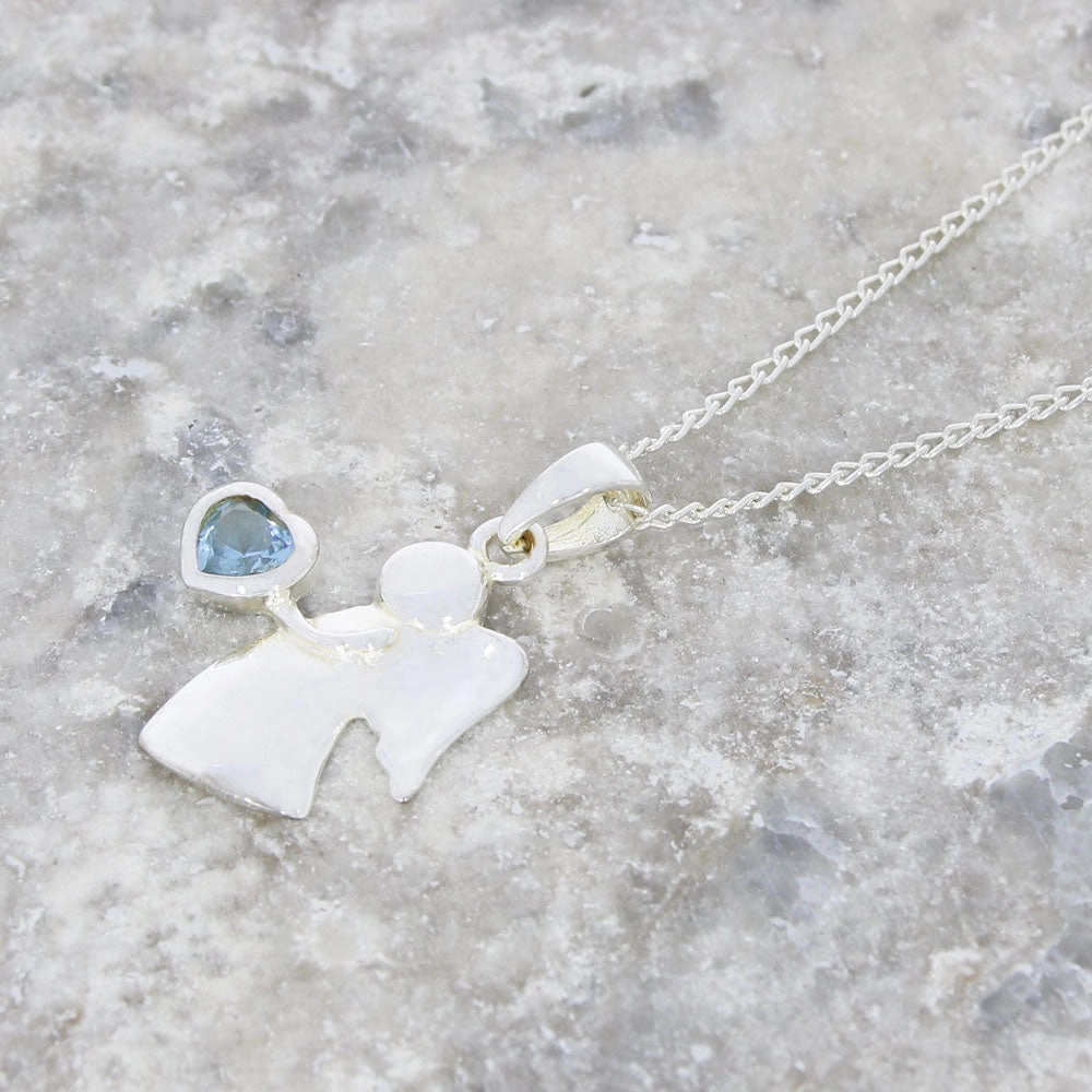 Childrens Sterling Silver March Birthstone Necklace NC1017/2C