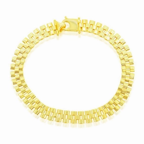 Classic Men's Bracelet - Gold Plated Sterling Silver Panther-Link | S-5135-GP