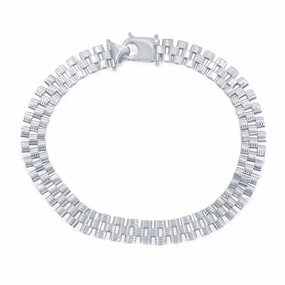 Classic Men's Bracelet - Sterling Silver Panther Link Design Lobster Clasp | S-5135