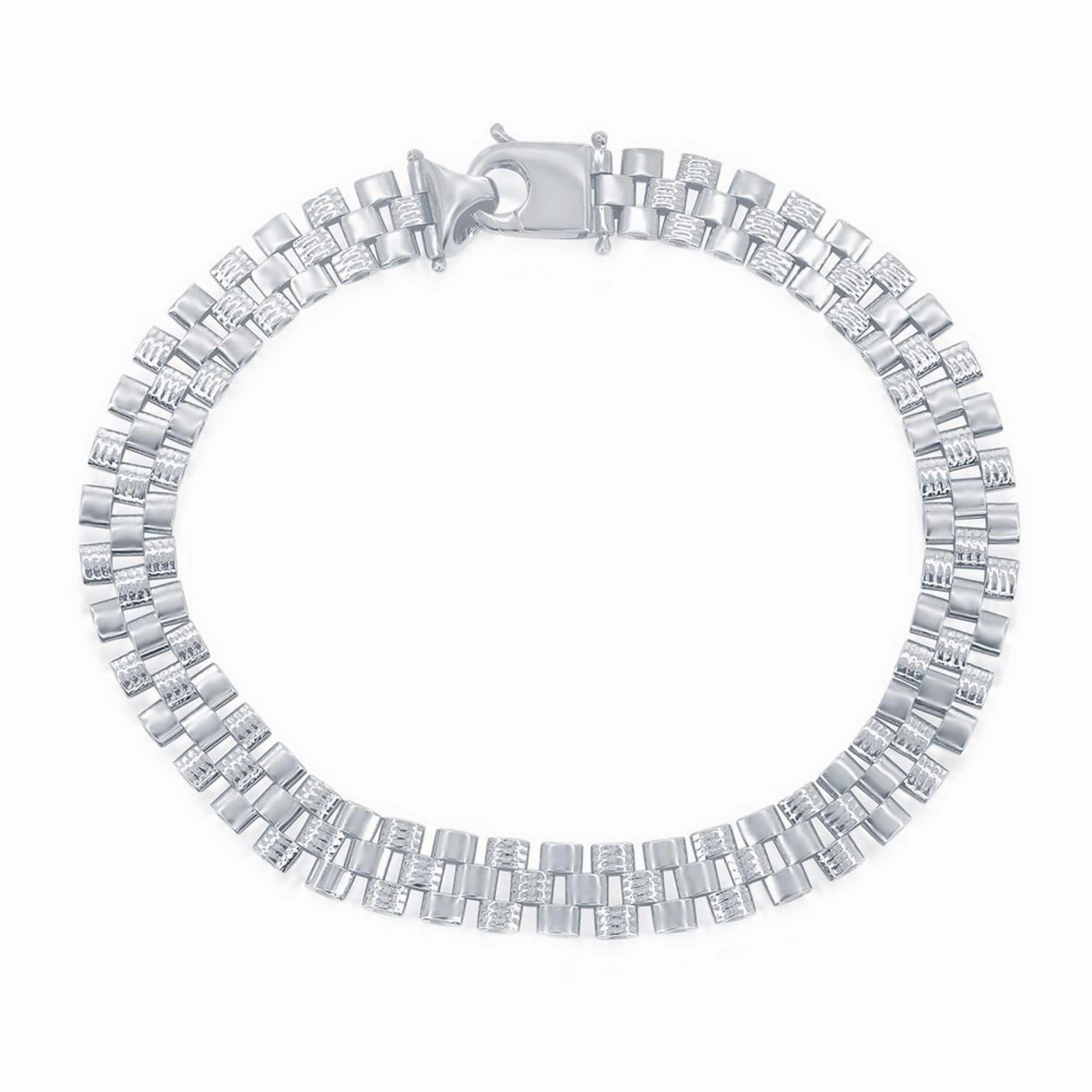Classic Men's Bracelet - Sterling Silver Panther Link Design Lobster Clasp | S-5135