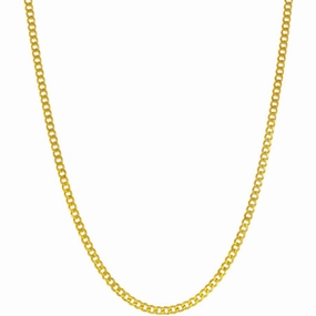 Classic Men's Chain - Gold Plated Sterling Silver 2mm Curb, 22 inch | Q-5732-22