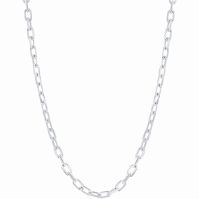 Classic Men's Chain - Rhodium Plated Sterling Silver 4.1mm Anchor, 24 inch | Q-5584-24
