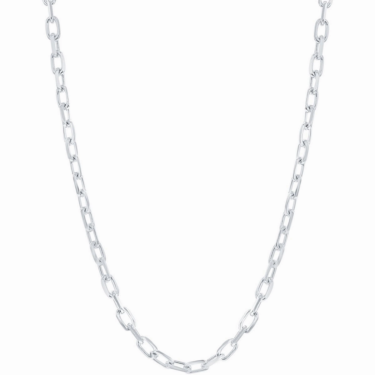 Classic Men's Chain - Rhodium Plated Sterling Silver 4.1mm Anchor, 24 inch | Q-5584-24