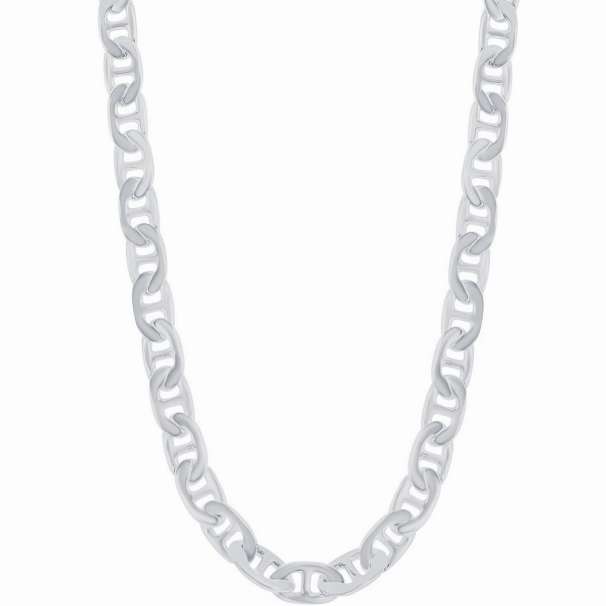 Classic Men's Chain - Rhodium Plated Sterling Silver 6.4mm Marina, 8 inch | Q-5555-8