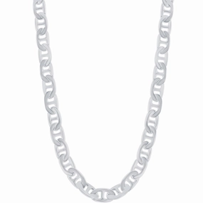 Classic Men's Chain - Rhodium Plated Sterling Silver 6.4mm Marina, 8 inch | Q-5555-8
