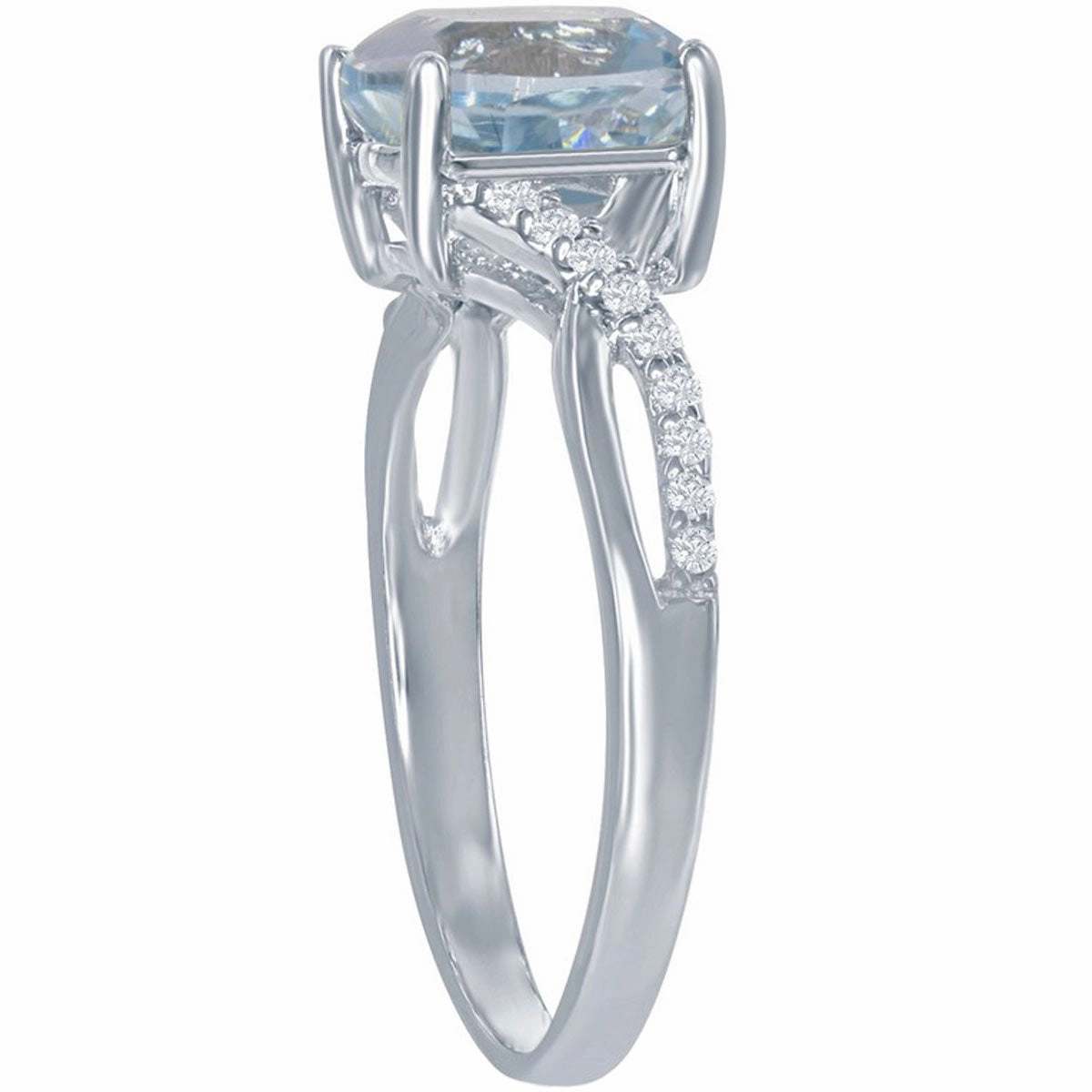 Classic Women's Blue Topaz with White Topaz Ring - W-1677
