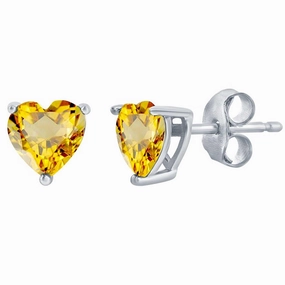 Classic Women's Earrings - SS 6mm Citrine "November" Heart Perciosa Crystal | D-8427