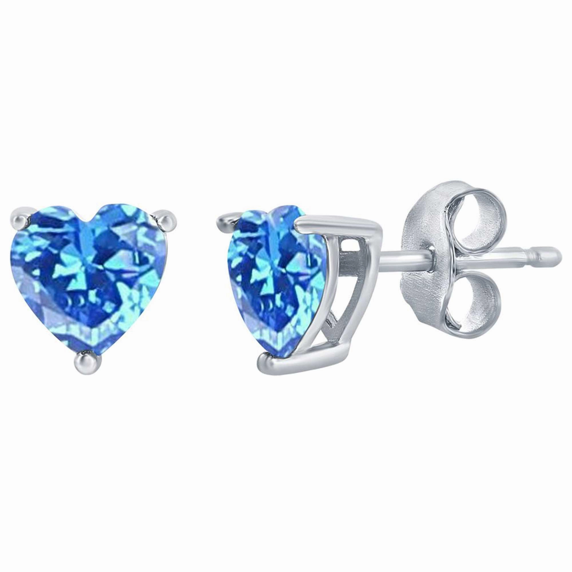 Classic Women's Earrings - SS Blue Topaz "December" Heart Perciosa Crystal | D-8428