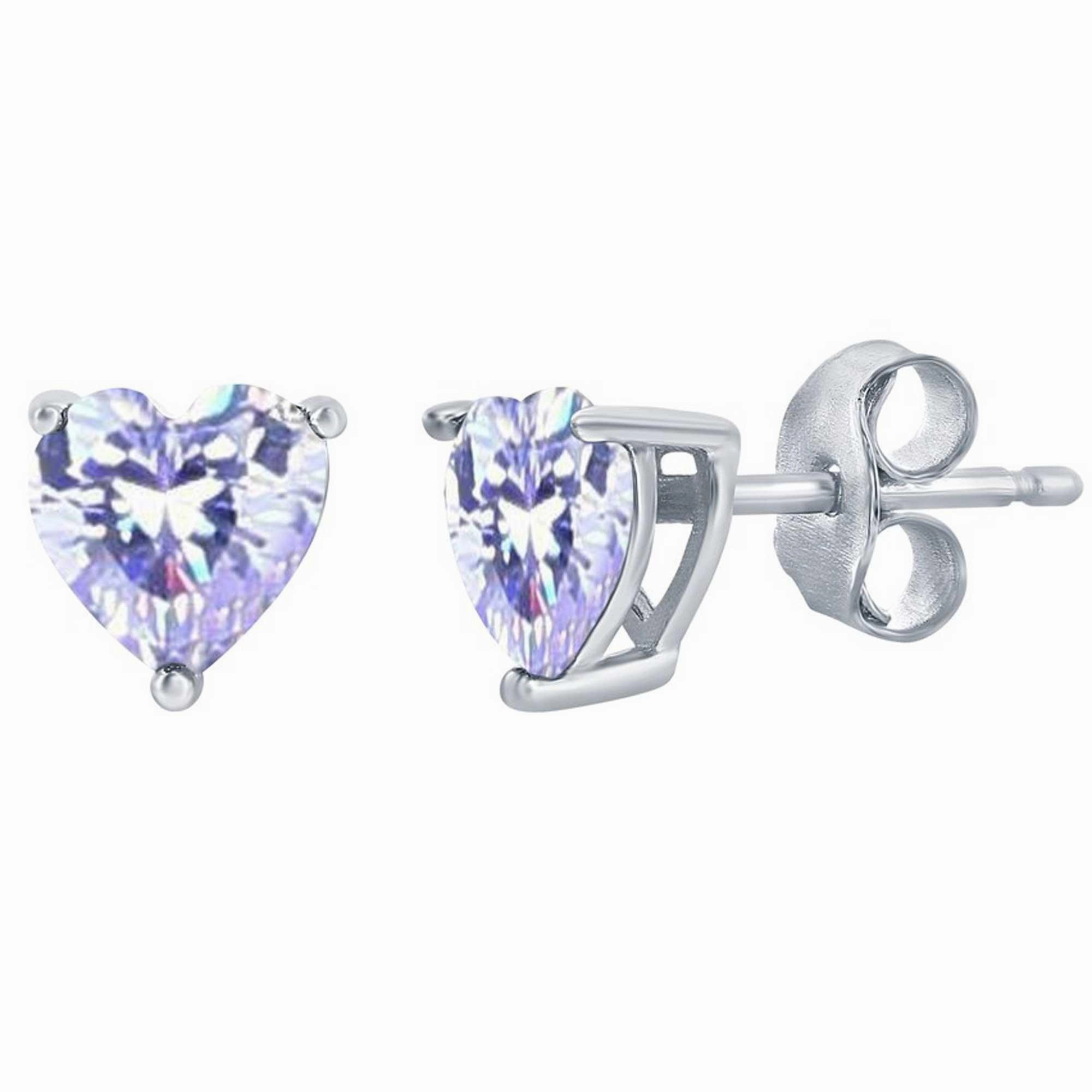 Classic Women's Earrings - SS Light Amethyst "June" Heart Perciosa Crystal | D-8422