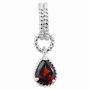 Classic Women's Pendant - Sterling Pear Shape Garnet Gemstone Twisted Wire | K-5652