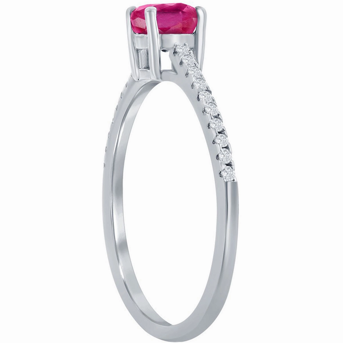 Classic Women's Ring - 5mm Round Ruby and White Topaz Solitaire, Size 8 | W-2854-8