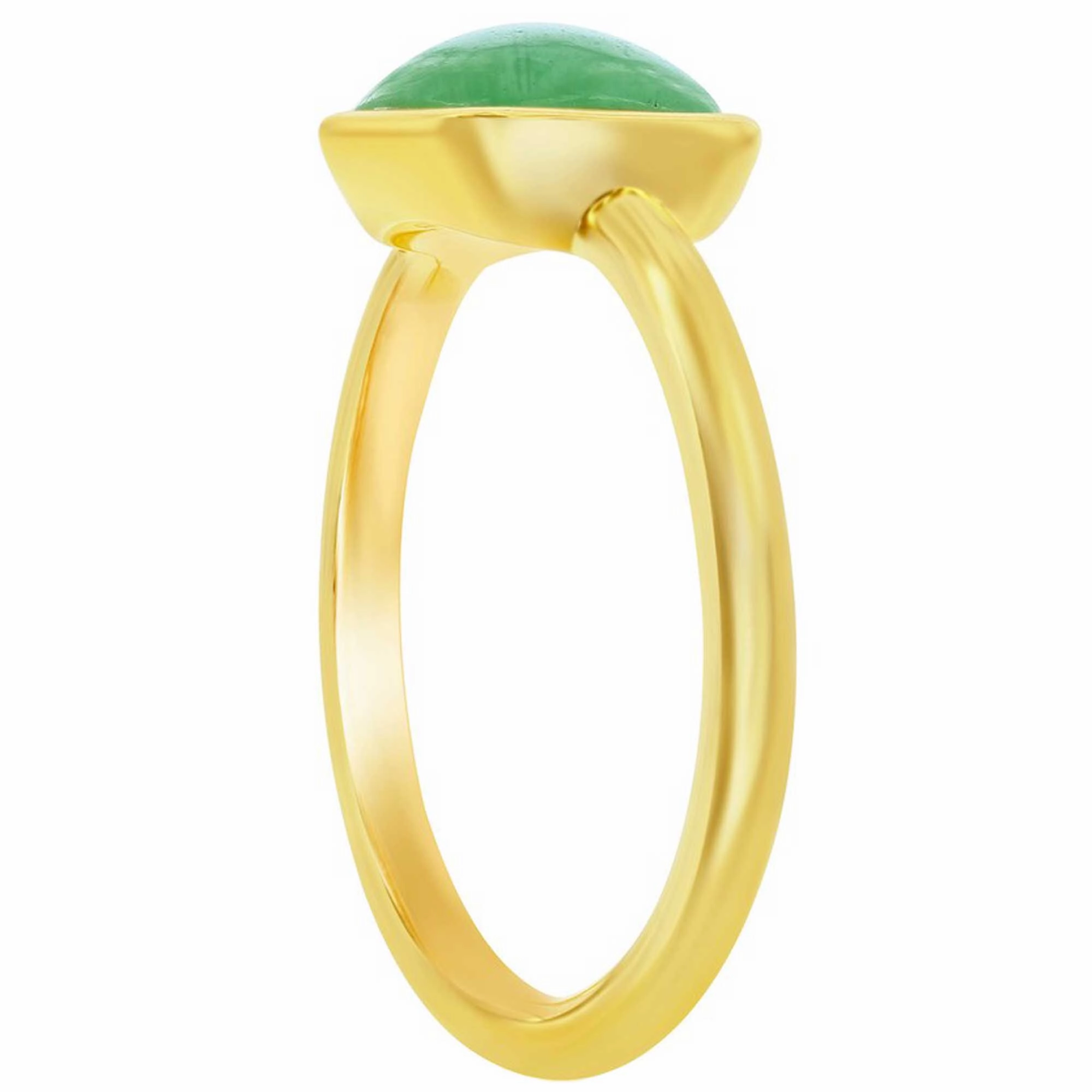 Classic Women's Ring - YG Plated 8mm Cushion Jade Solitaire | W-2857