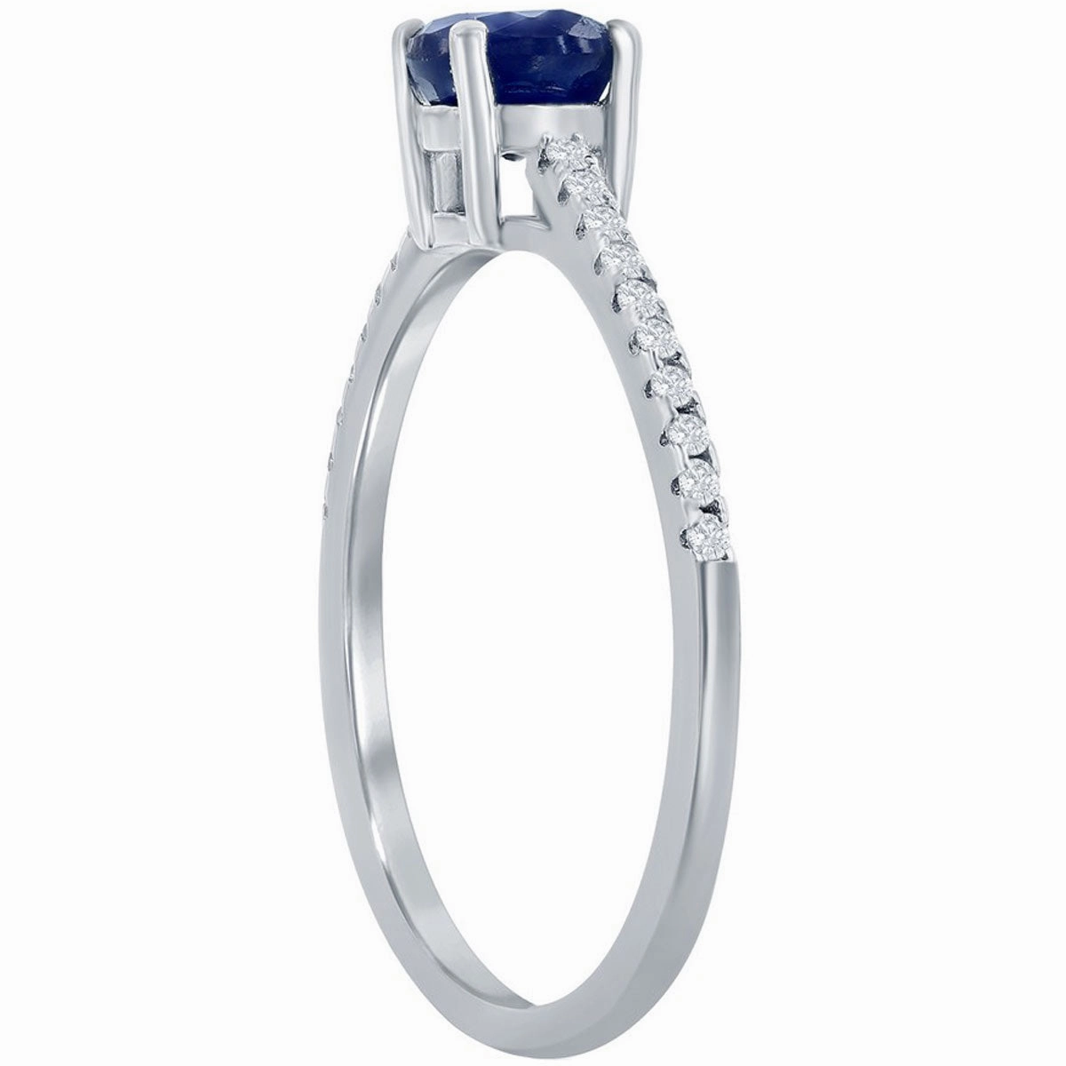 Classic Women's Sapphire and White Topaz Ring - W-2855