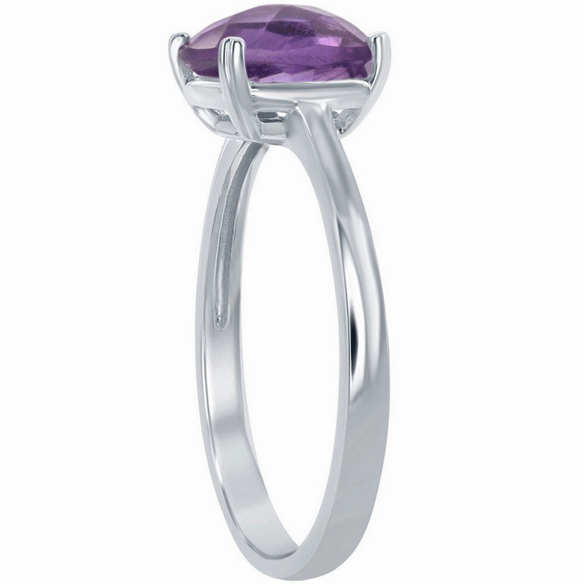 Classic Women's Silver Cushion-cut Amethyst Ring - W-1483