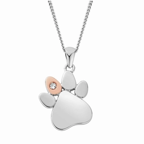 Clogau Paw Prints On My Heart Pendant and Chain 3SPWP0225