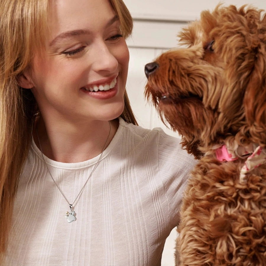 Clogau Paw Prints On My Heart Pendant and Chain 3SPWP0225
