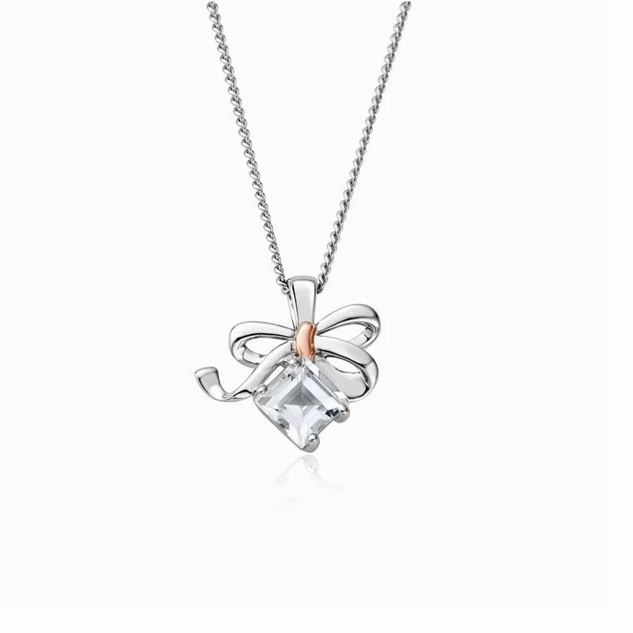 Clogau White Topaz Bow Necklace 3SCGS0714