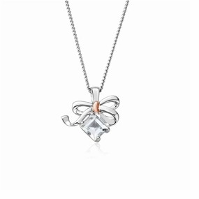 Clogau White Topaz Bow Necklace 3SCGS0714