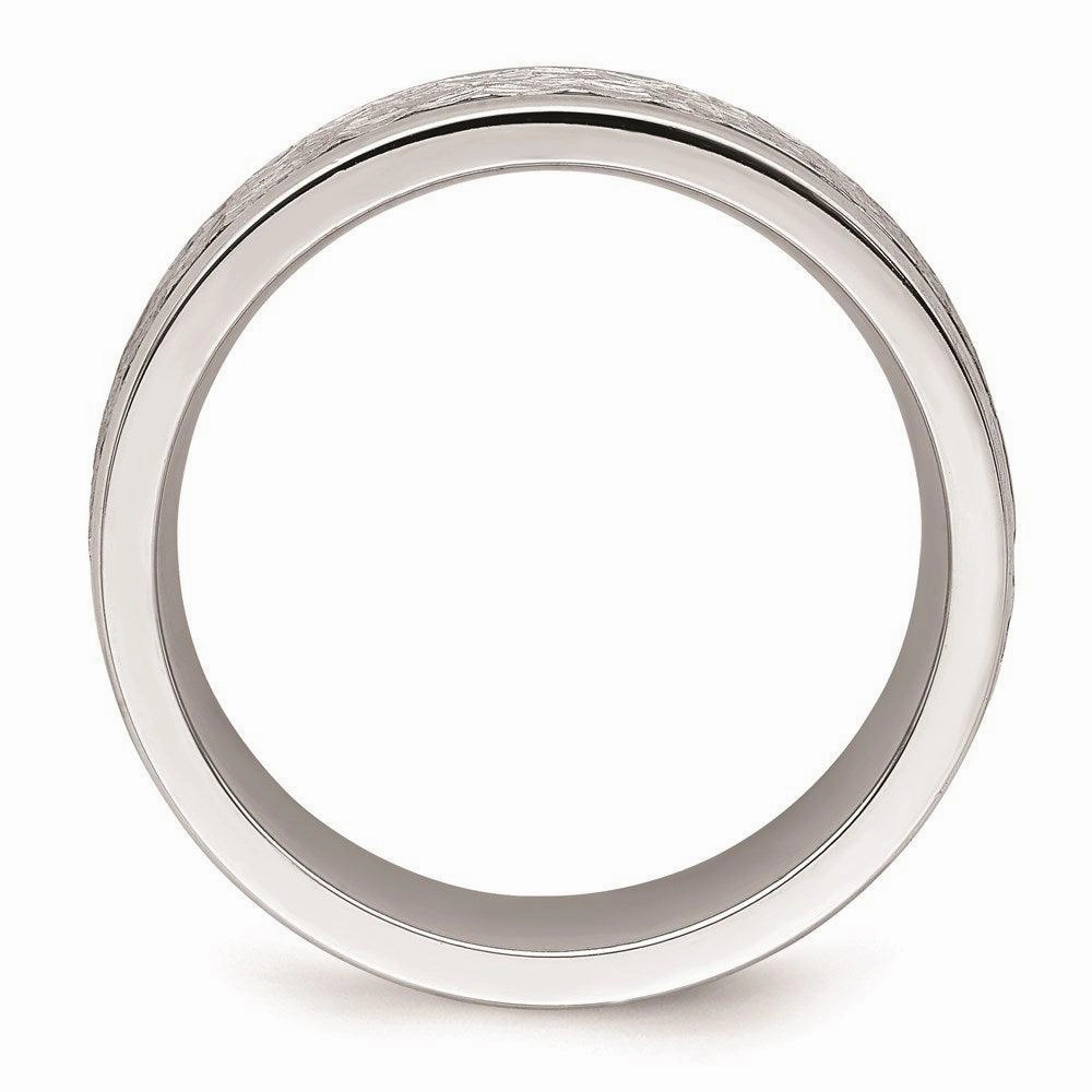 Cobalt Brushed and Polished Hammered Center 7mm Band