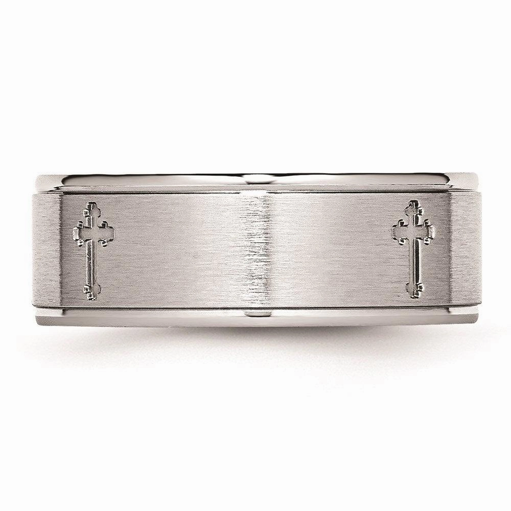 Cobalt Satin and Polished Ridged Edge 8mm Band