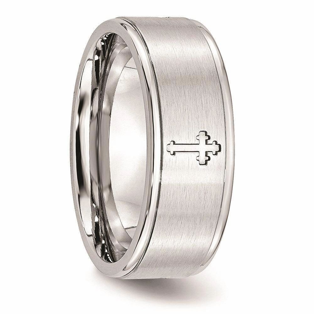 Cobalt Satin and Polished Ridged Edge 8mm Band