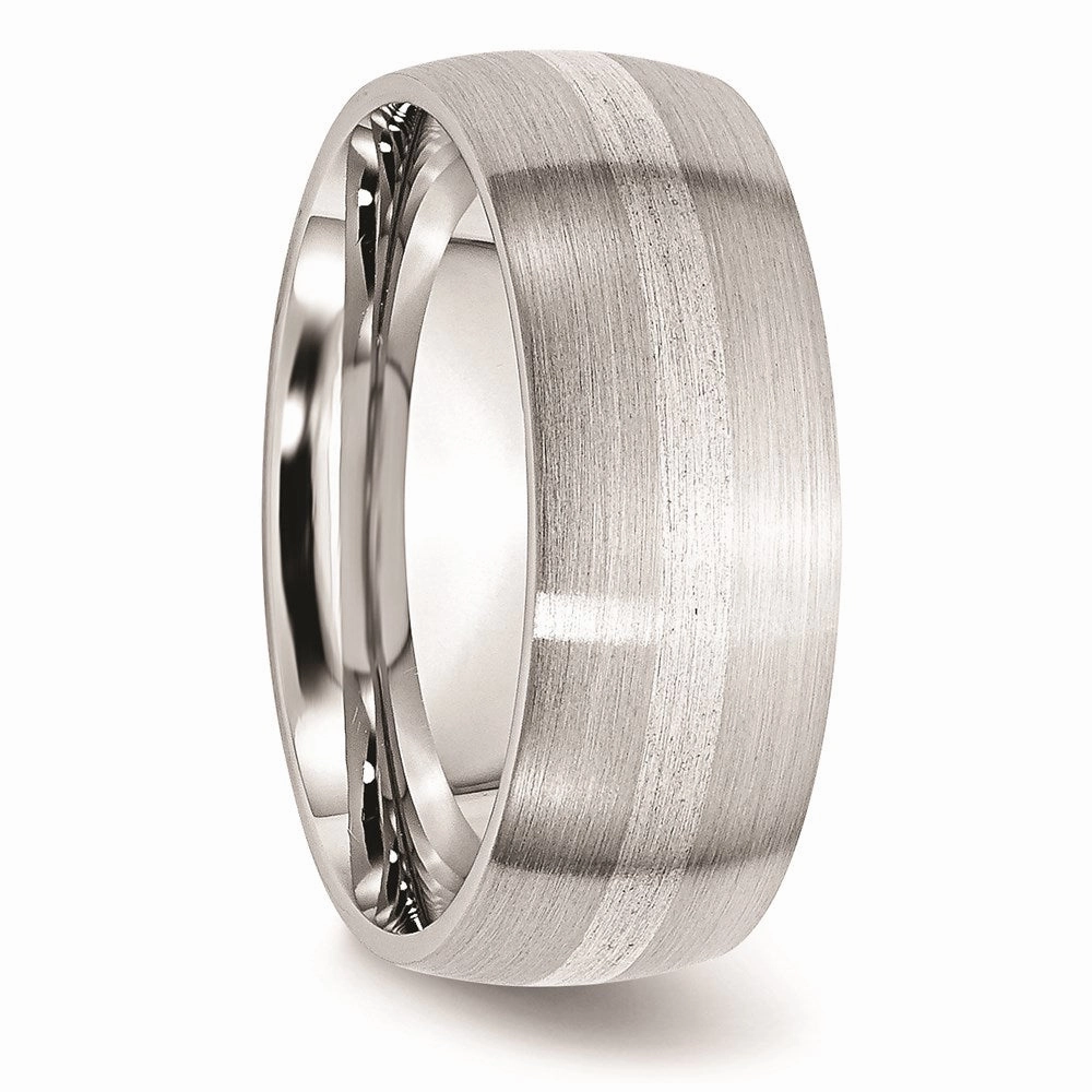 Cobalt Sterling Silver Inlay Satin 8mm Band  | CC47