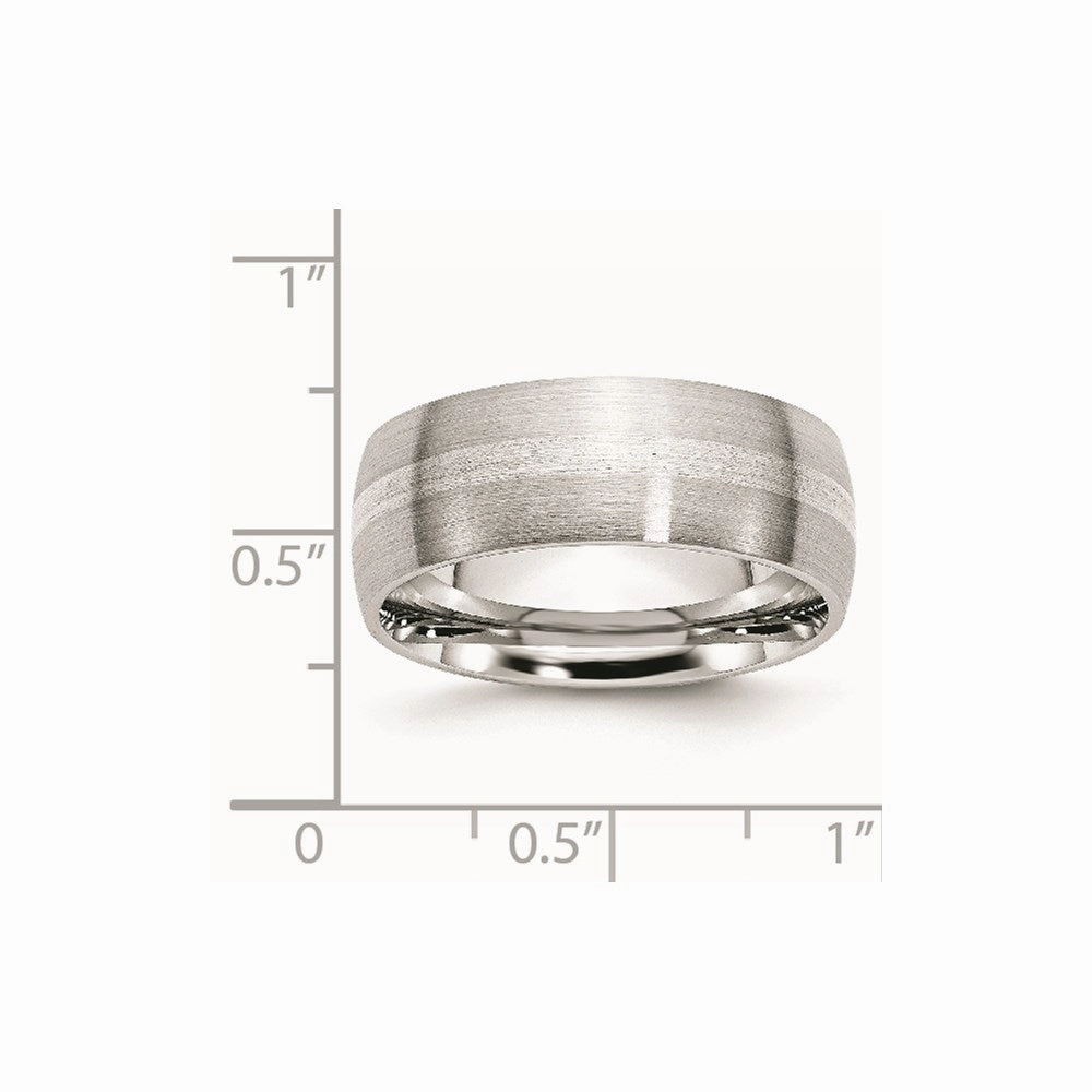 Cobalt Sterling Silver Inlay Satin 8mm Band  | CC47