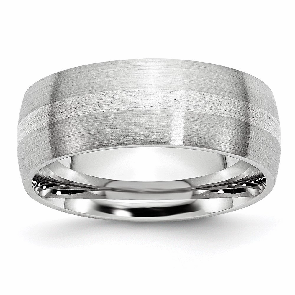 Cobalt Sterling Silver Inlay Satin 8mm Band  | CC47